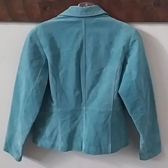 Suede Relativity Blazer Women's Jacket Sky Blue Fitted One Closure Y2K Fitted M - Picture 2 of 13